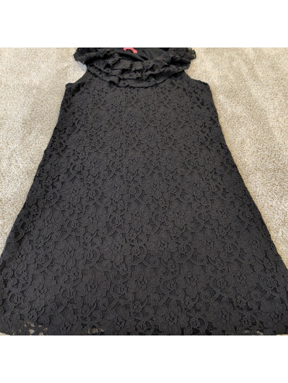 Black Lace Maternity Dress Size S with Ruffle Neck